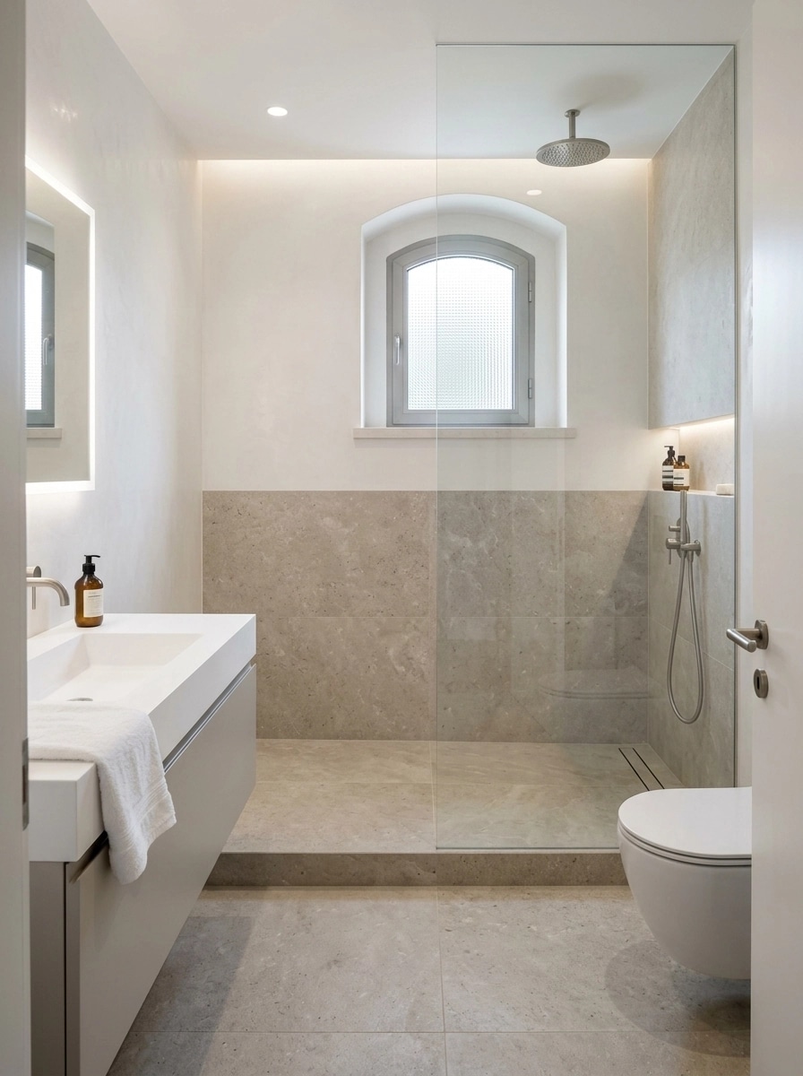 Bathroom interior in Minimalism style — photo by GenRoom AI