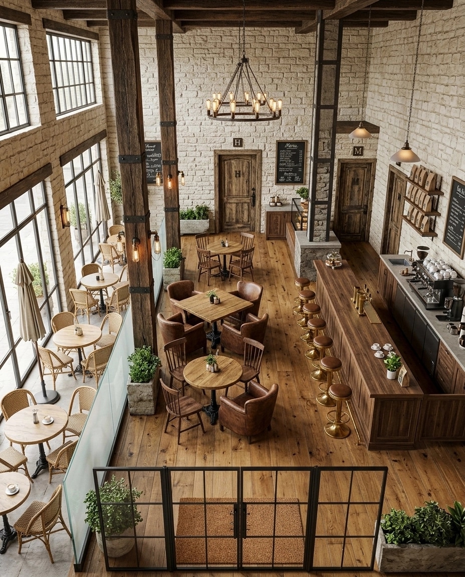 Interior design in Rustic style — cafe by GenRoom AI
