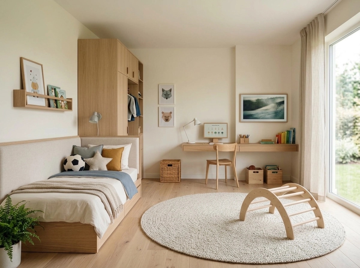 Minimalism Kids Room design — interior photo by GenRoom AI