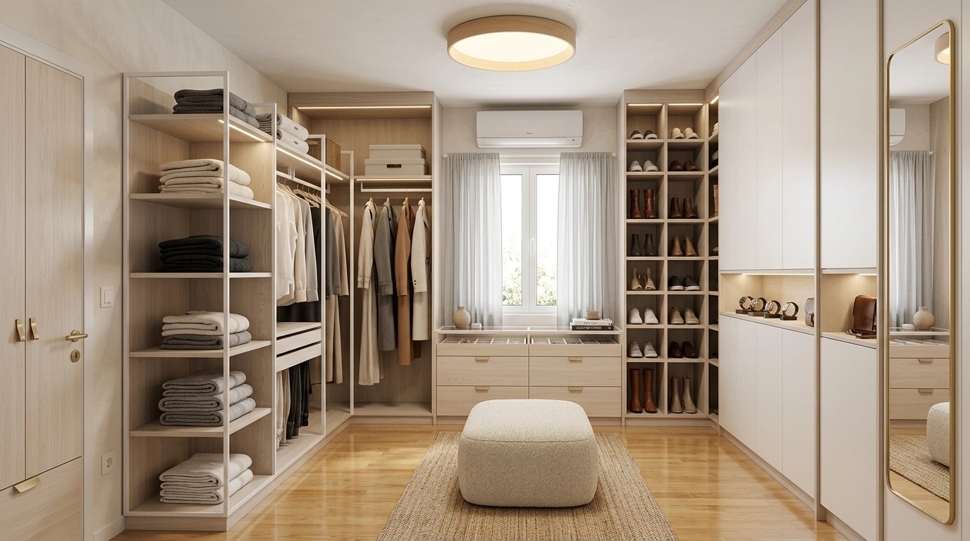 Interior design in Scandinavian style — wardrobe by GenRoom AI
