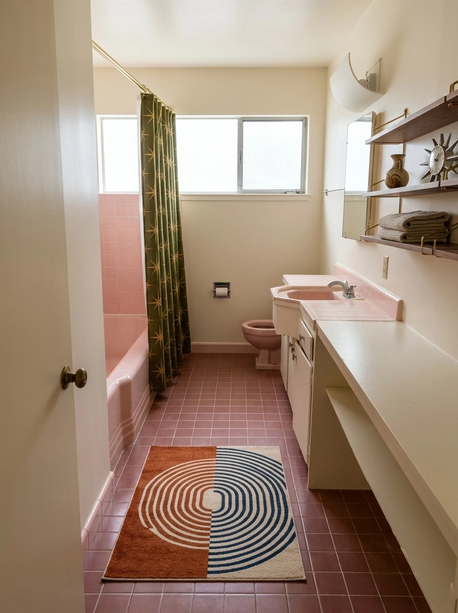 Bathroom interior in Mid-Century Modern style — photo by GenRoom AI