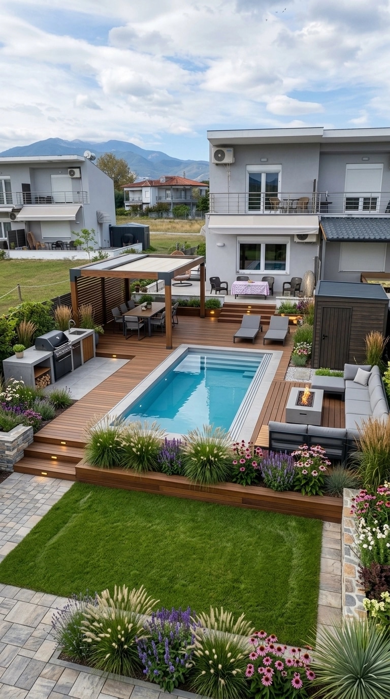 Design paisagístico em estilo Contemporary Yard — Jardim por GenRoom AI
