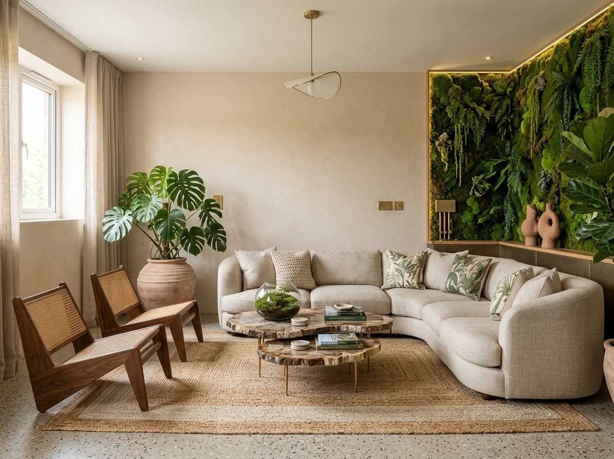 Interior design in Biophilic style — Living Room by GenRoom AI