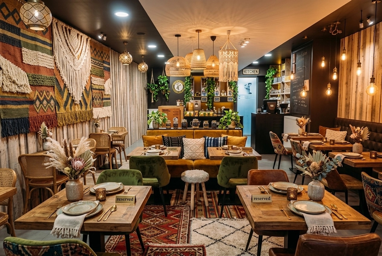 Design d'interni in stile Bohemian — restaurant di GenRoom AI