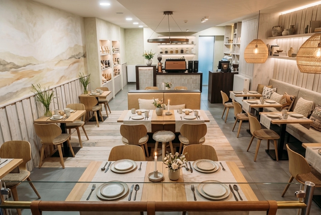 Interior design in Scandinavian style — restaurant by GenRoom AI