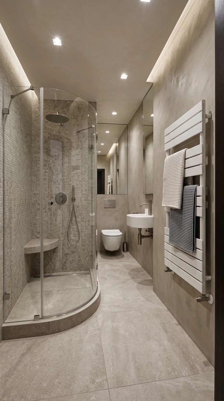 Bathroom interior in Minimalism style — photo by GenRoom AI