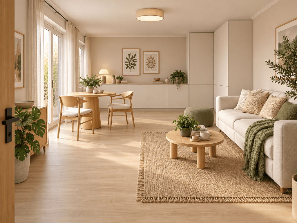 İç mekân tasarımı Scandinavian stili — Oturma Odası GenRoom AI
