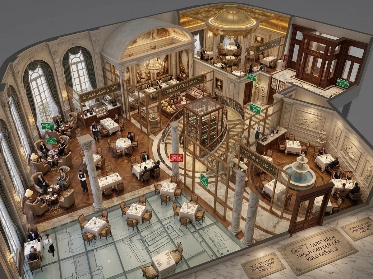 Interior design in Neoclassic style — restaurant by GenRoom AI
