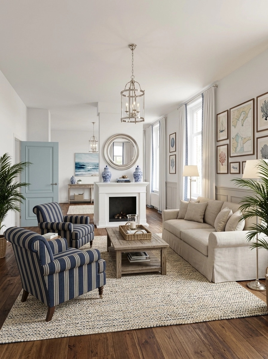 Interior design in Coastal / Hamptons style — Living Room by GenRoom AI