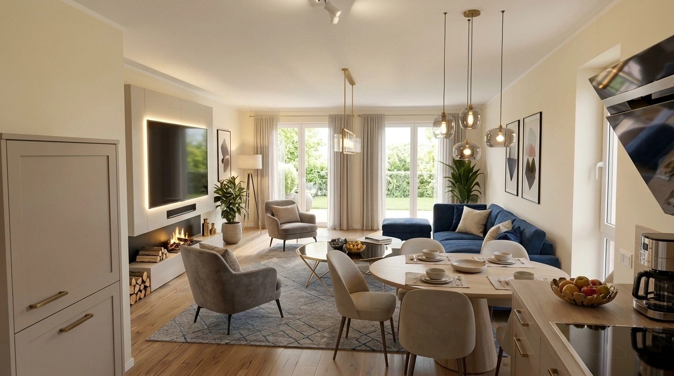 Transitional Living Room design — interior photo by GenRoom AI