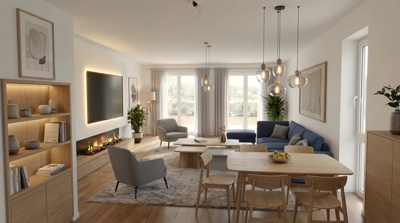 Interieurontwerp in Scandinavian-stijl — Woonkamer door GenRoom AI