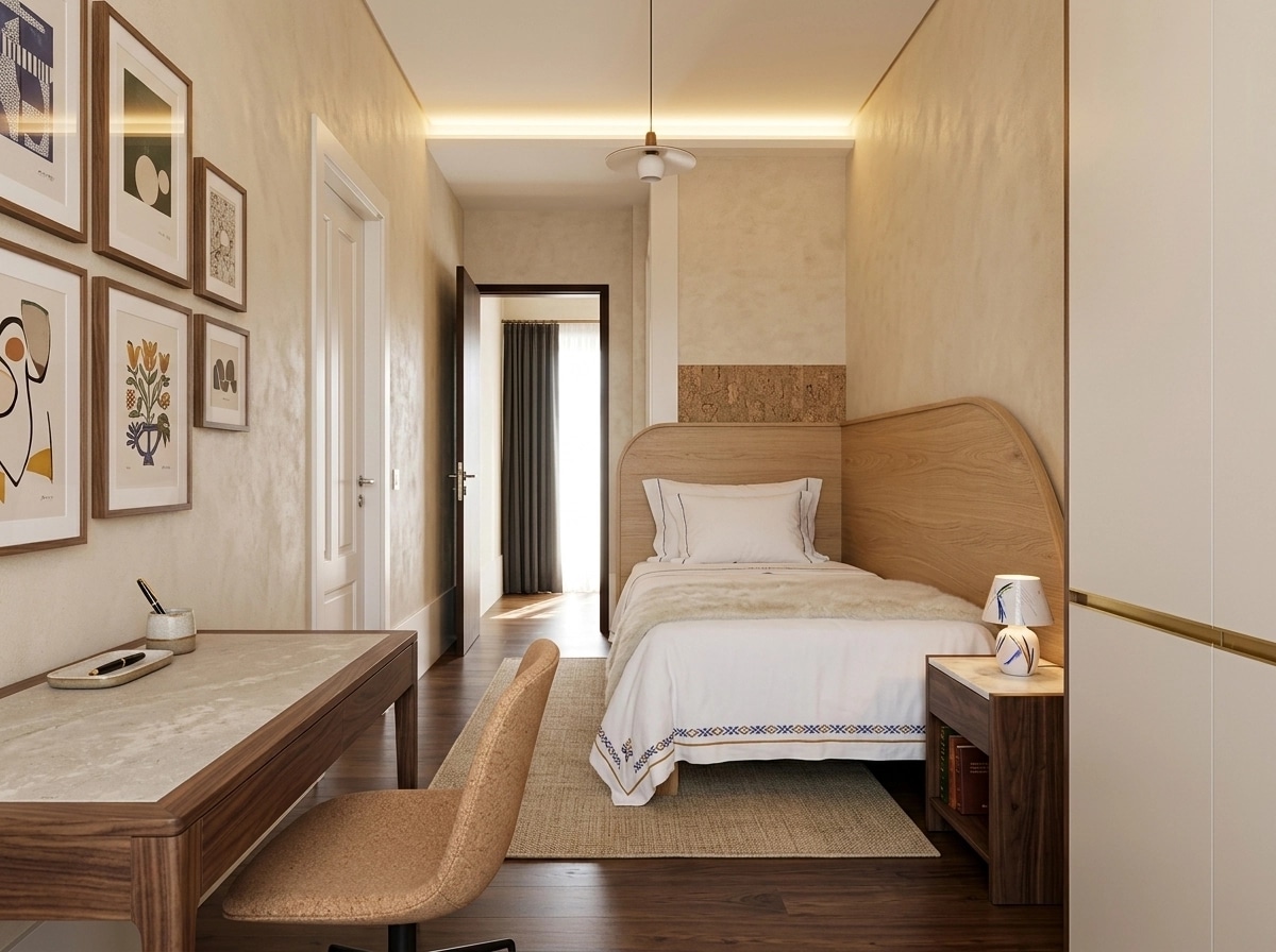 Interiördesign i stilen Portuguese Modern — Sovrum av GenRoom AI