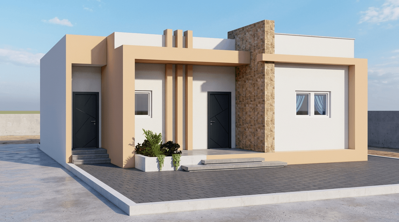 Fasad desain di Contemporary Facade gaya — Fasad oleh GenRoom AI