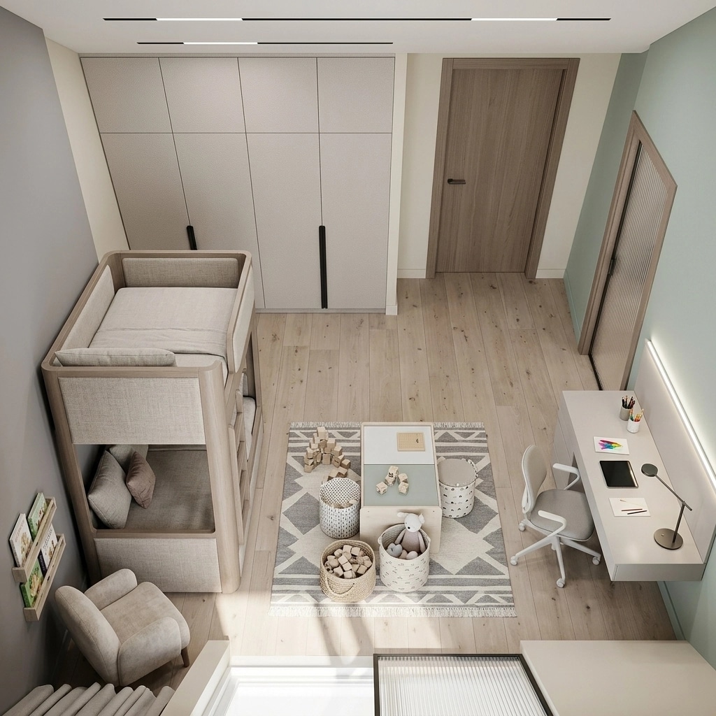 Contemporary Kids Room design — interior photo by GenRoom AI