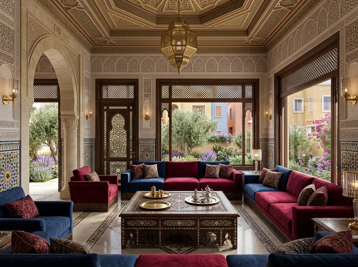 Interior design in Islamic Geometric style — Living Room by GenRoom AI