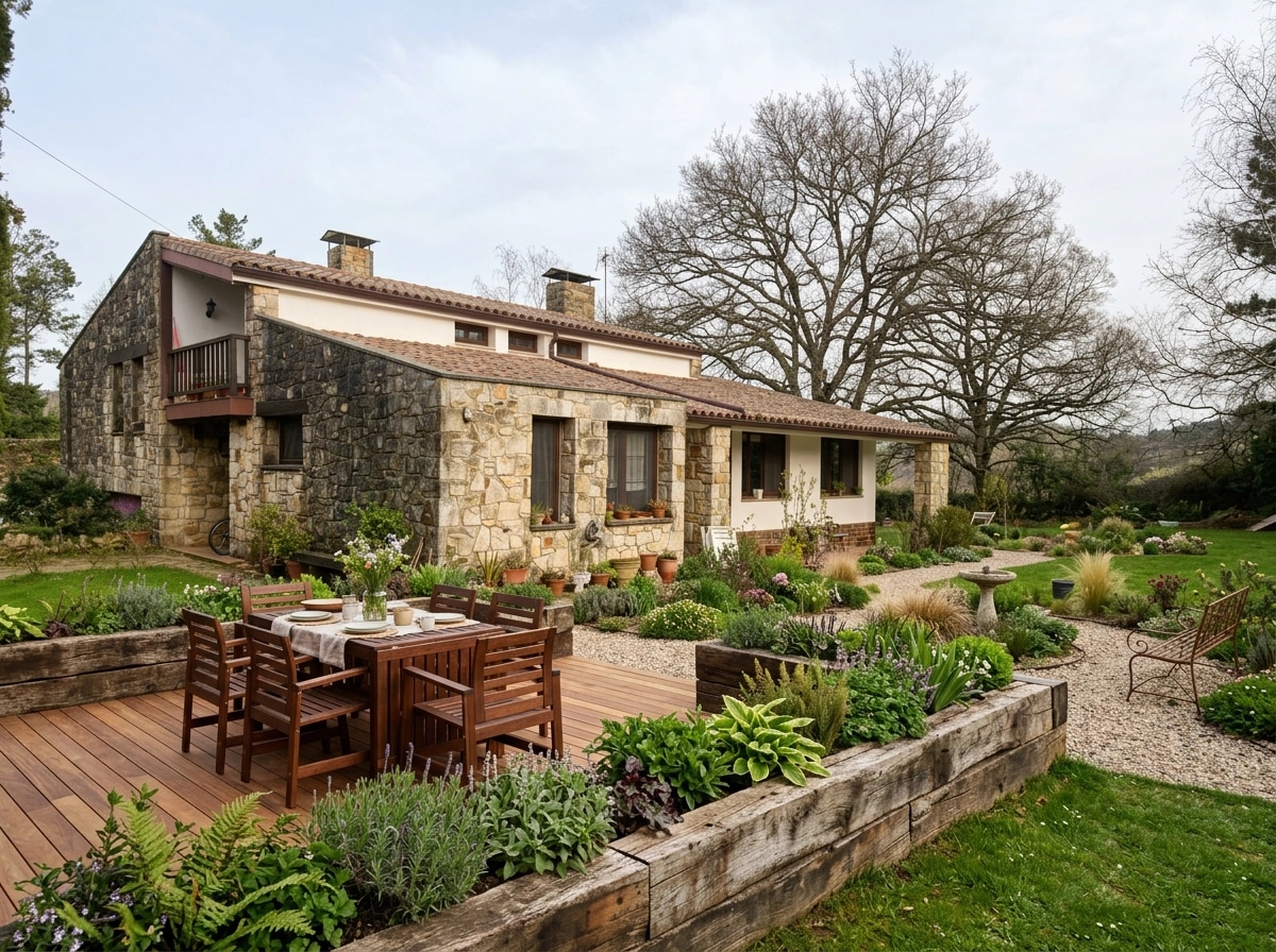 Country Rustic Garden Yard design — yard photo by GenRoom AI