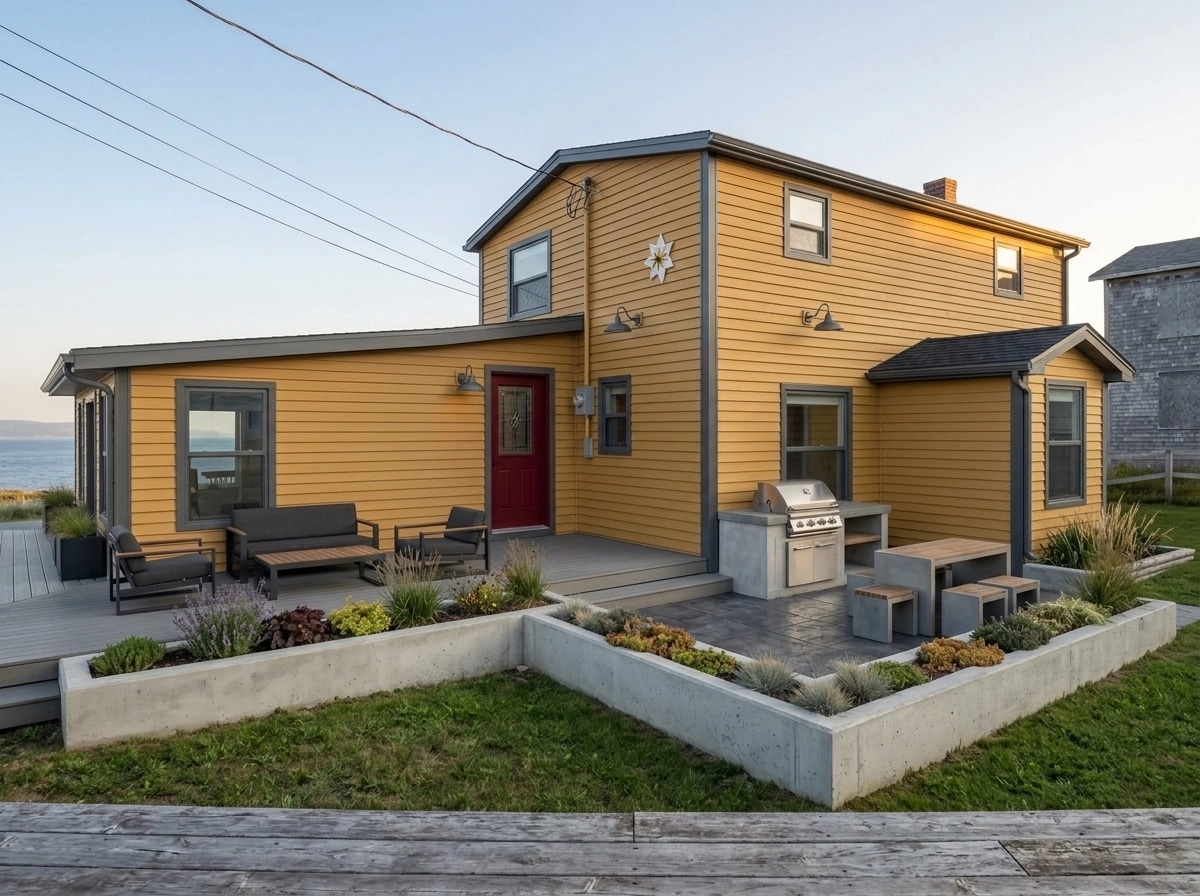 Facade design in Barnhouse Facade style — photo by GenRoom AI