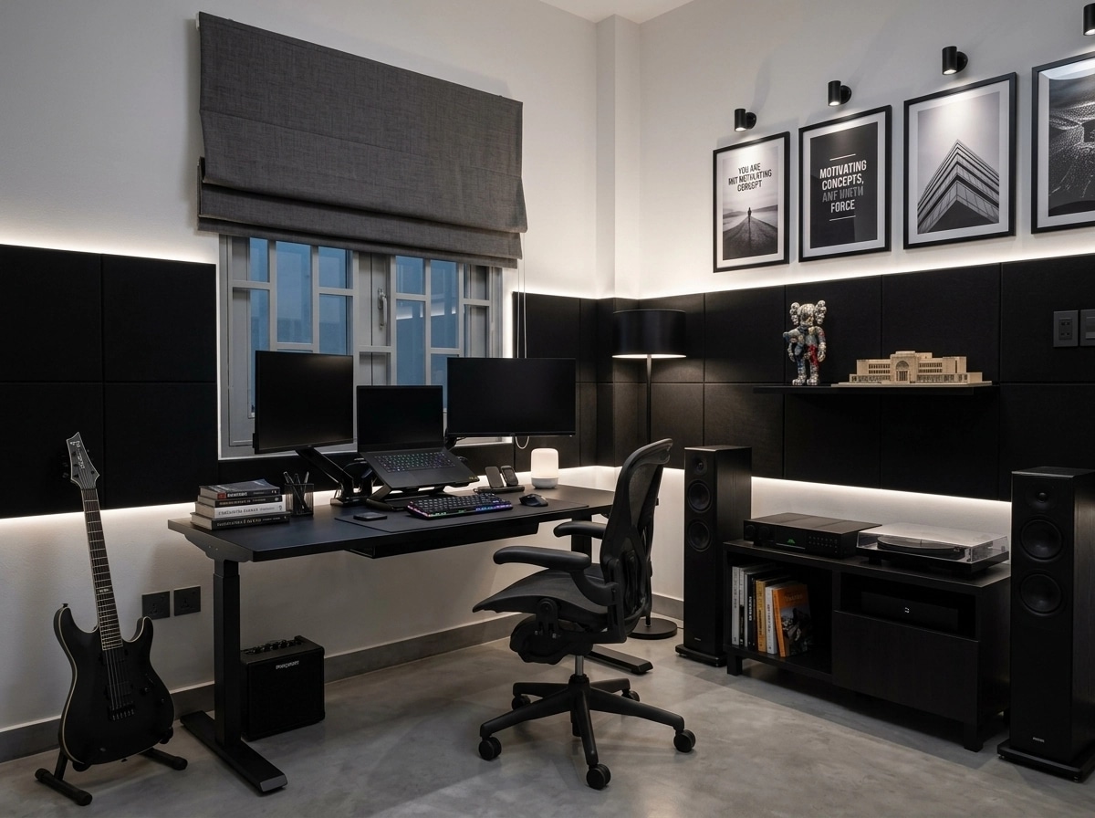 Design d'interni in stile Blacktec — home_office di GenRoom AI