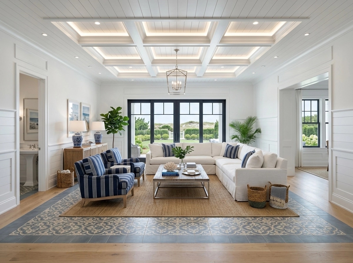 Interior design in Coastal / Hamptons style — Living Room by GenRoom AI