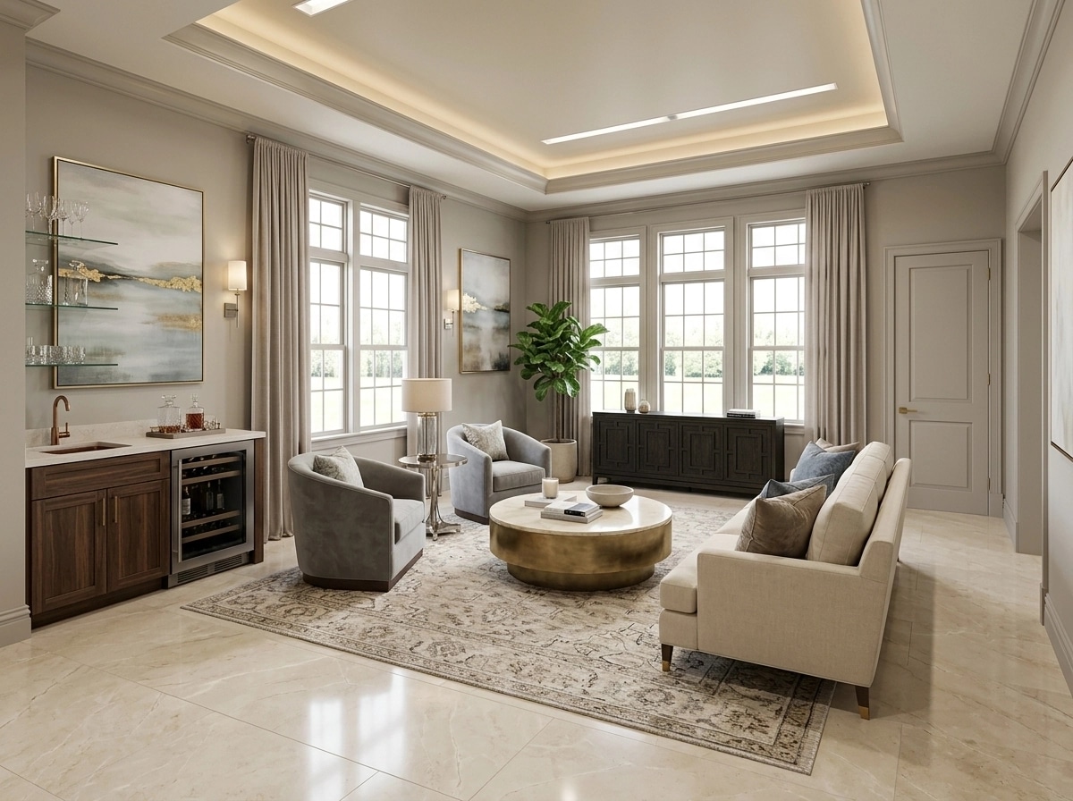 Transitional Living Room design — interior photo by GenRoom AI