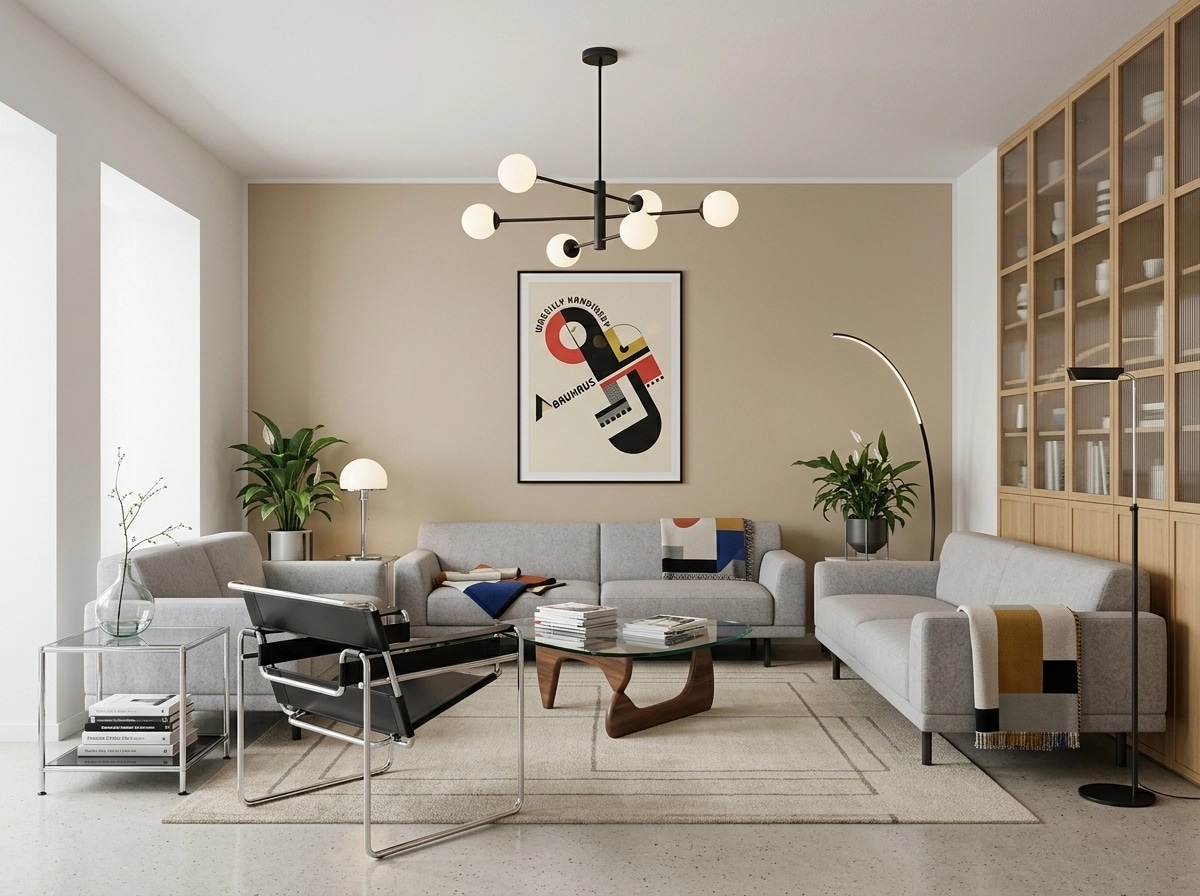 Design d'intérieur en style Bauhaus — Salon par GenRoom AI