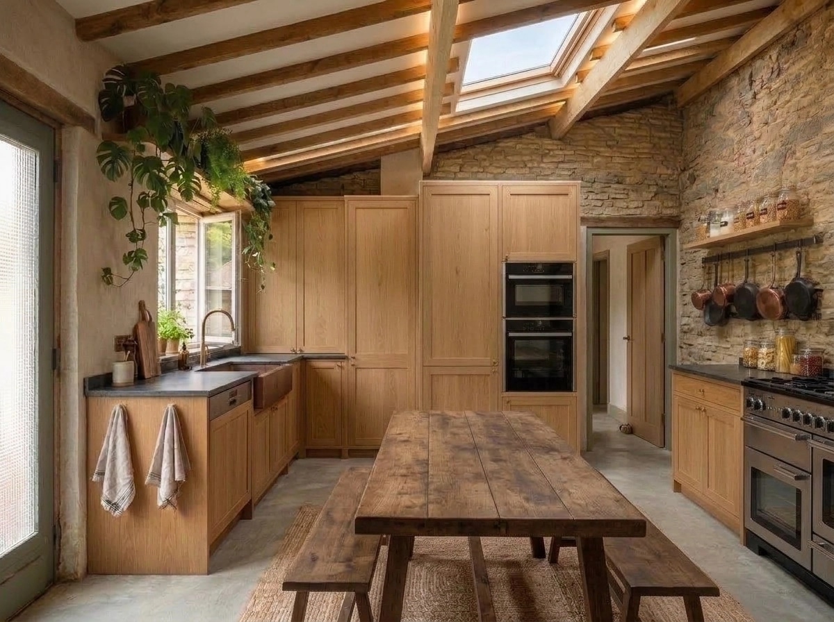 Kitchen interior in Biophilic style — photo by GenRoom AI