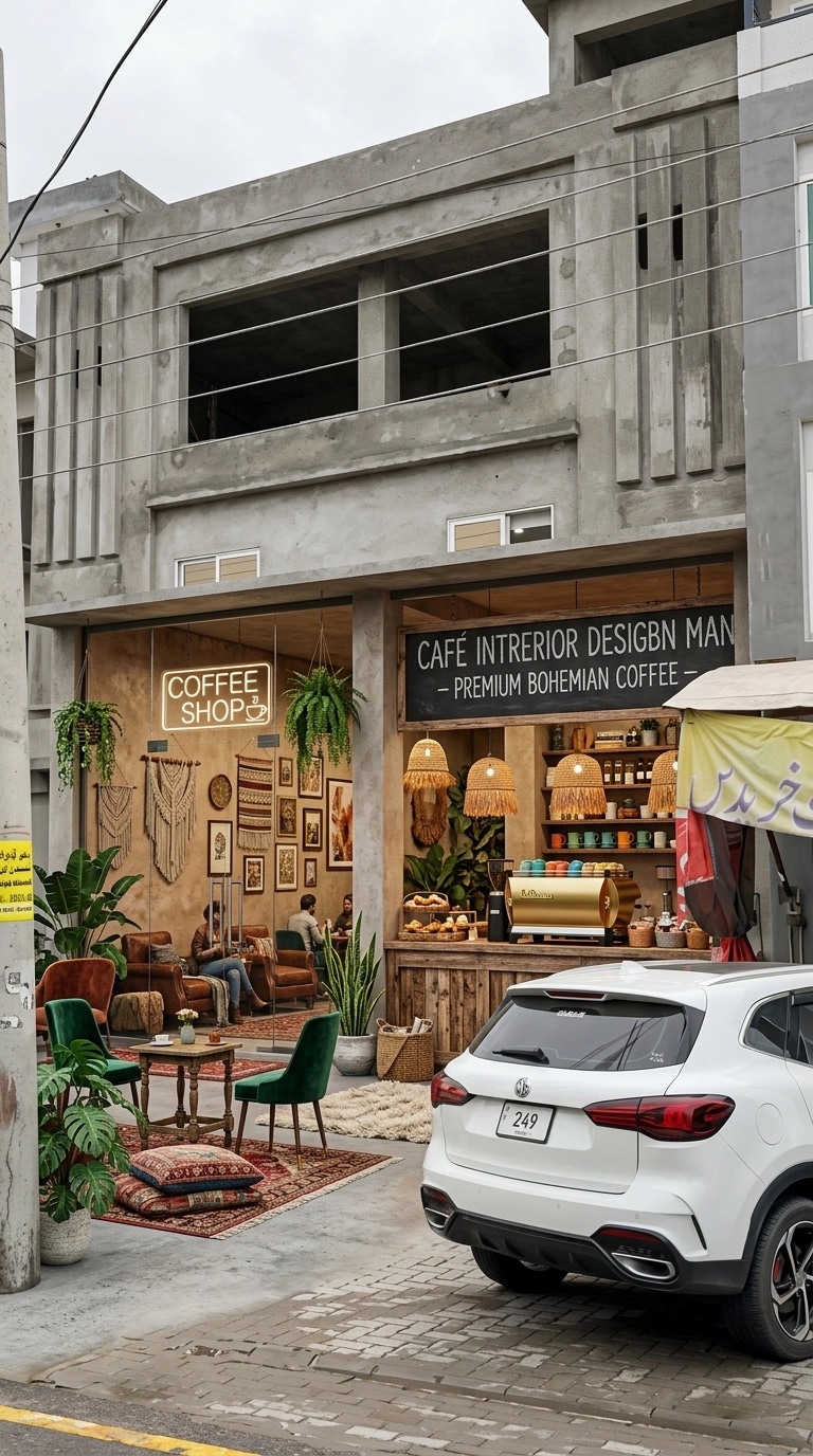 Interior design in Bohemian style — coffee_shop by GenRoom AI