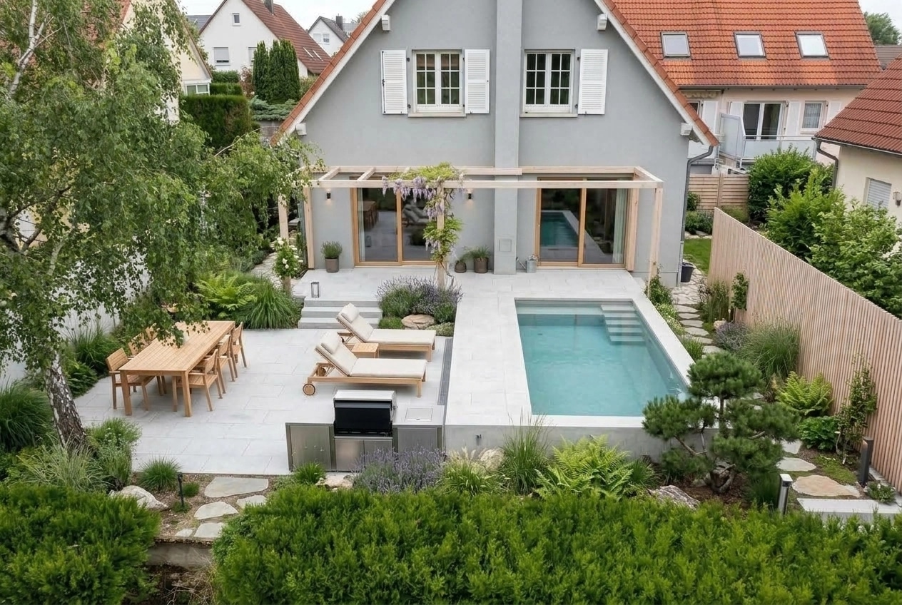 Landscape design in Scandinavian Garden style — Yard by GenRoom AI
