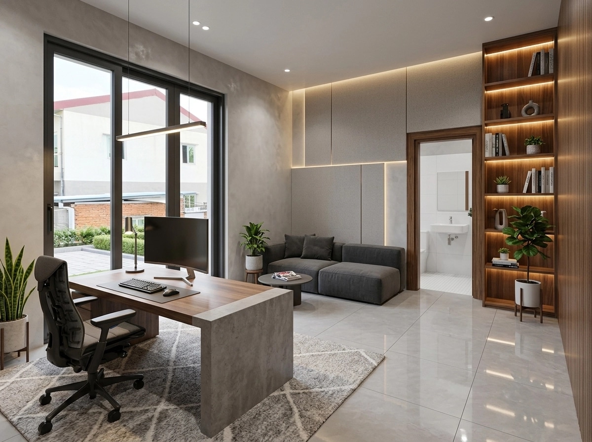 Office interior in Contemporary style — photo by GenRoom AI