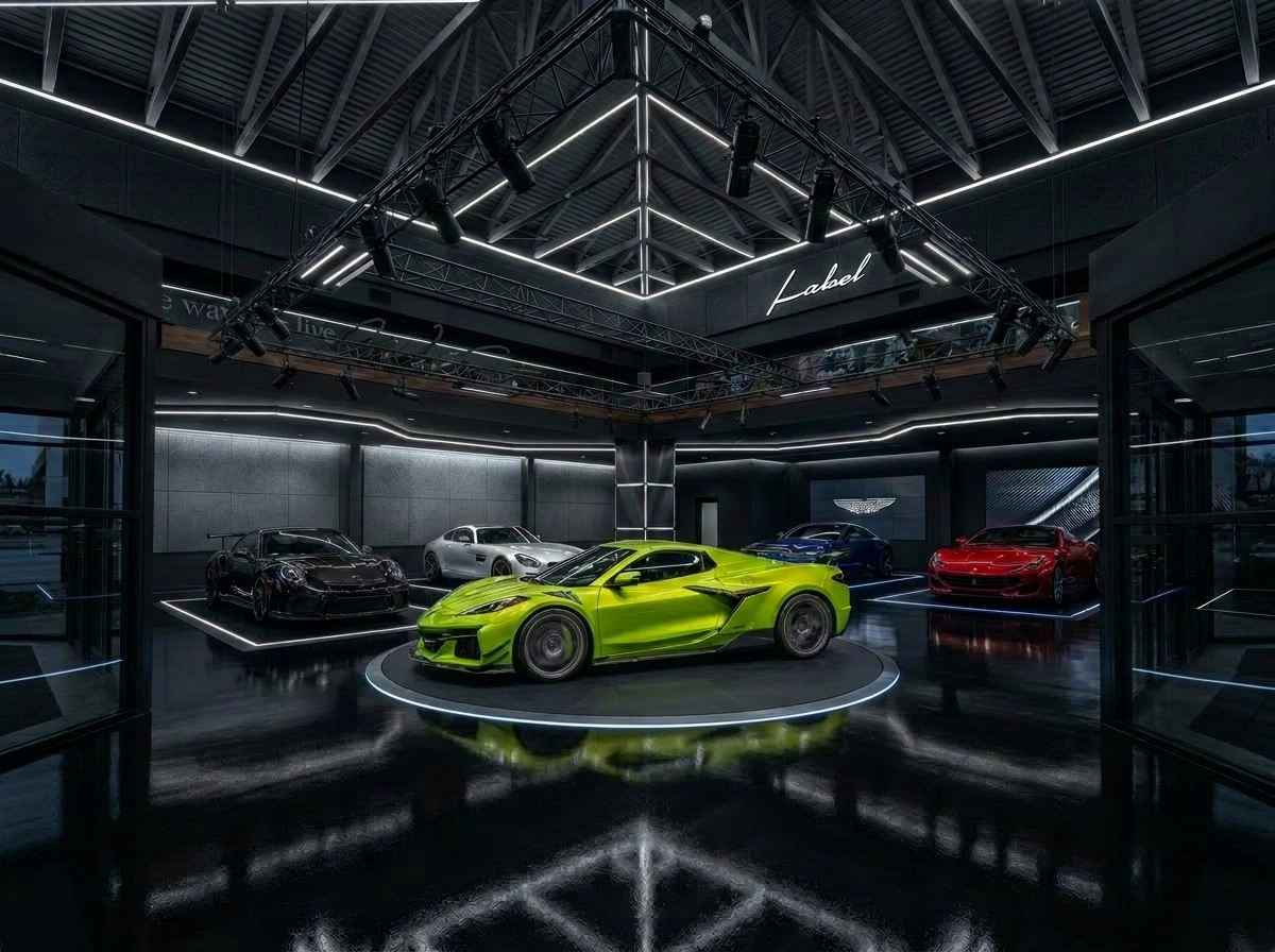 Interior design in Blacktec style — showroom by GenRoom AI