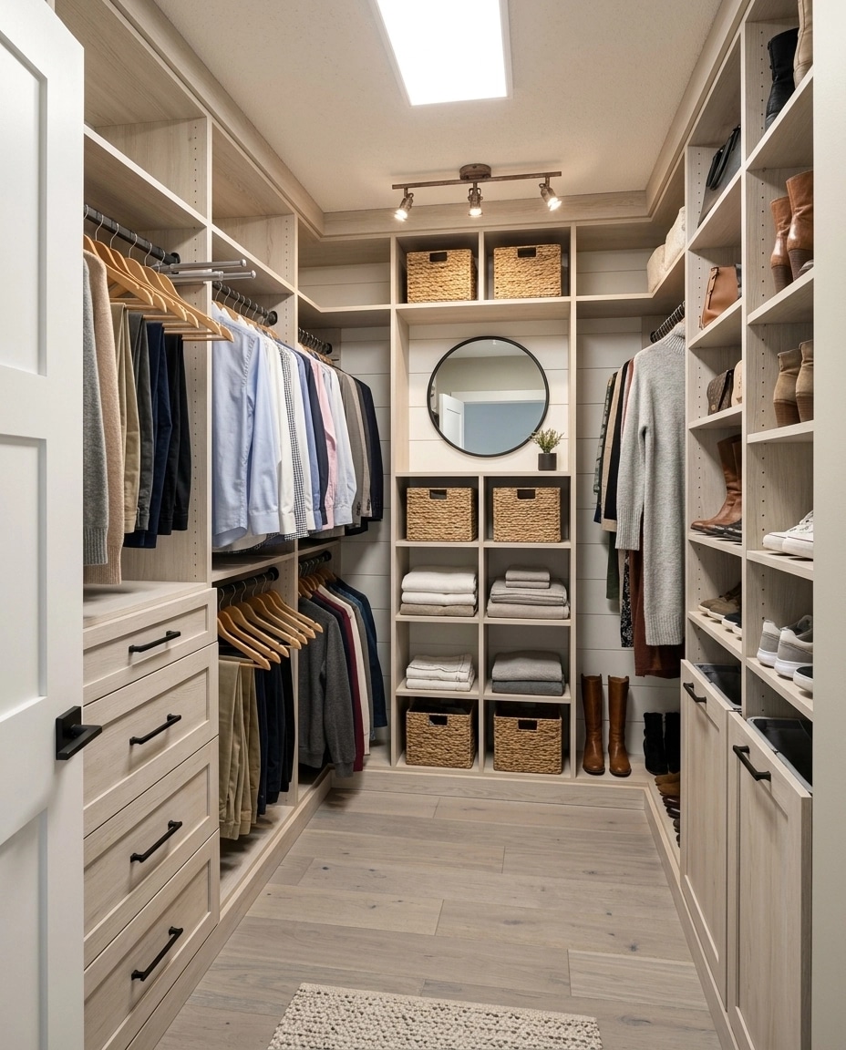 Interior design in Modern Farmhouse style — wardrobe by GenRoom AI