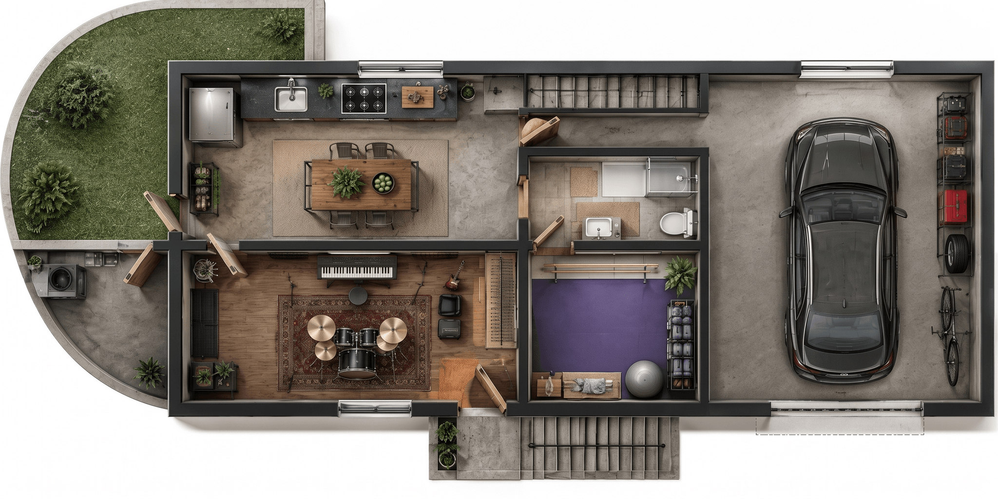 Design de interiores em estilo Loft / Industrial — Sala de Estar por GenRoom AI