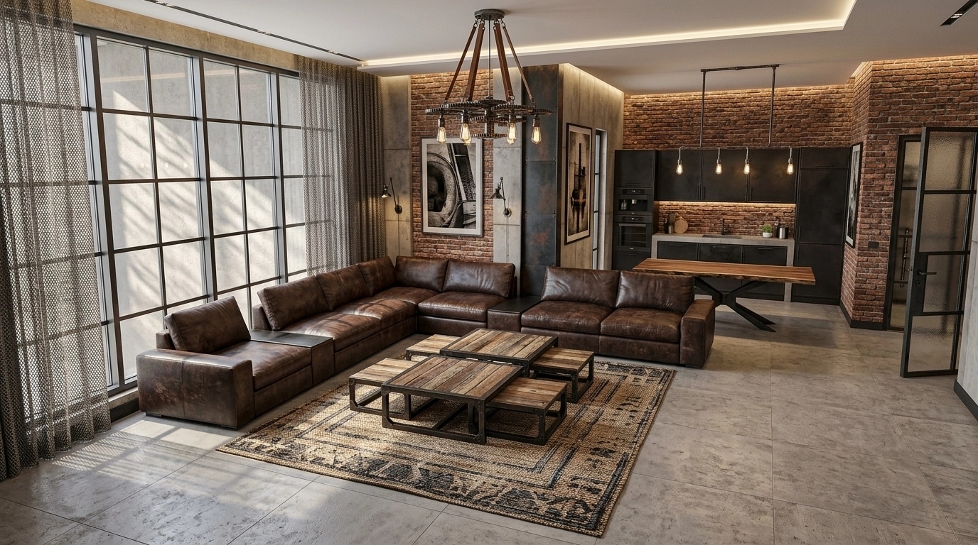 Interior design in Loft / Industrial style — Living Room by GenRoom AI