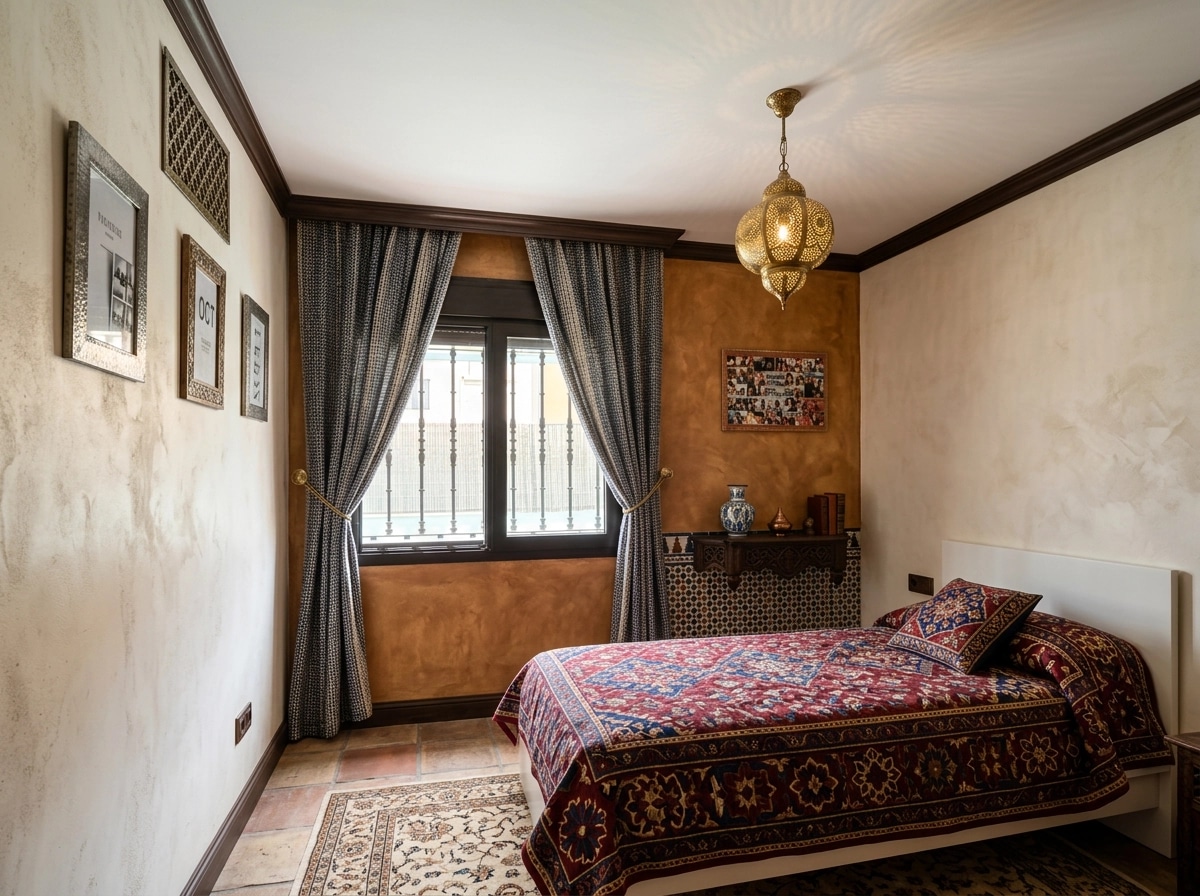 Bedroom interior in Andalusian style — photo by GenRoom AI