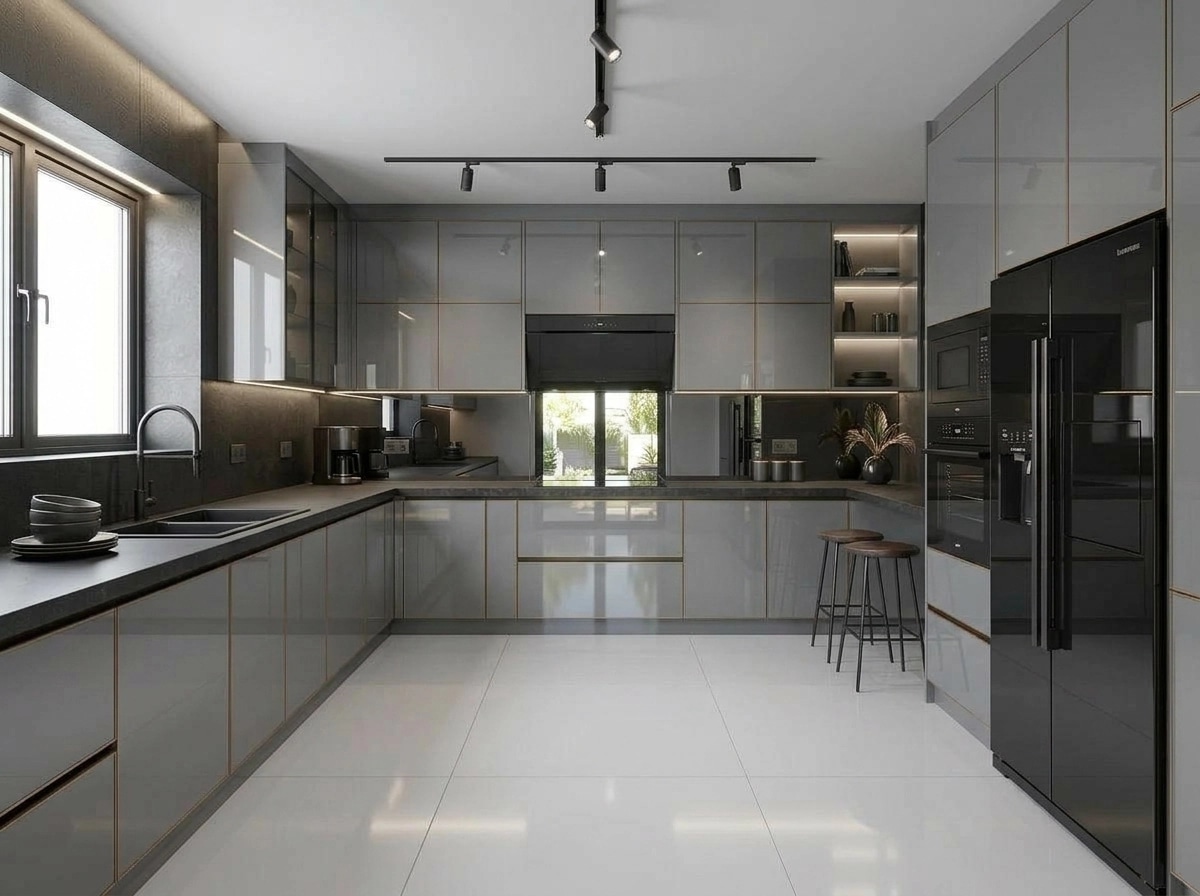 Kitchen interior in Blacktec style — photo by GenRoom AI