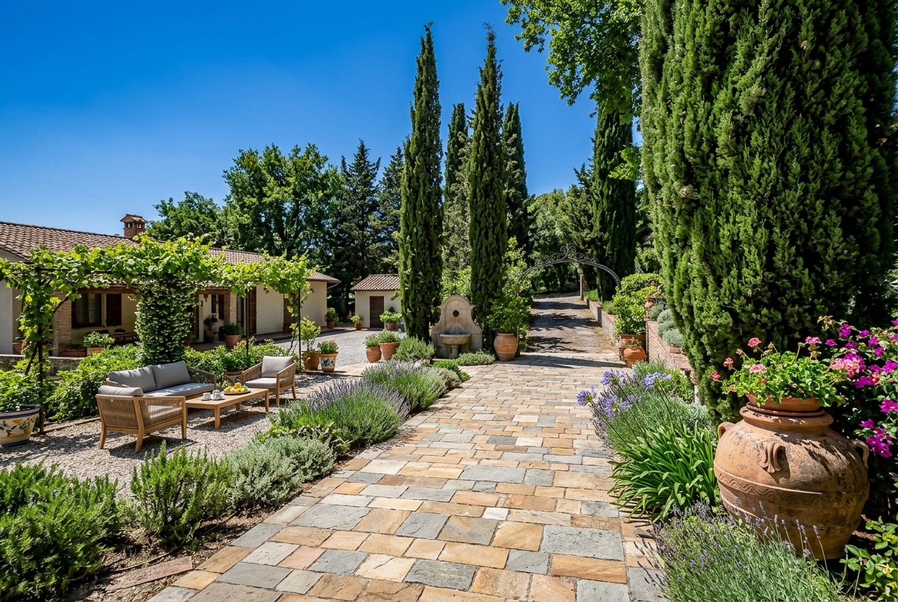 Landscape design in Mediterranean Yard style — Yard by GenRoom AI