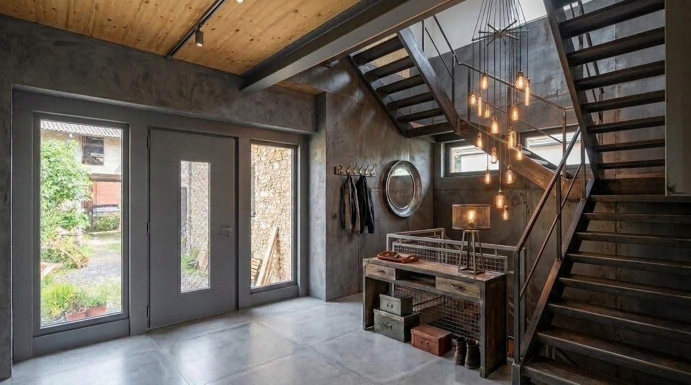 Interior design in Loft / Industrial style — Hallway by GenRoom AI