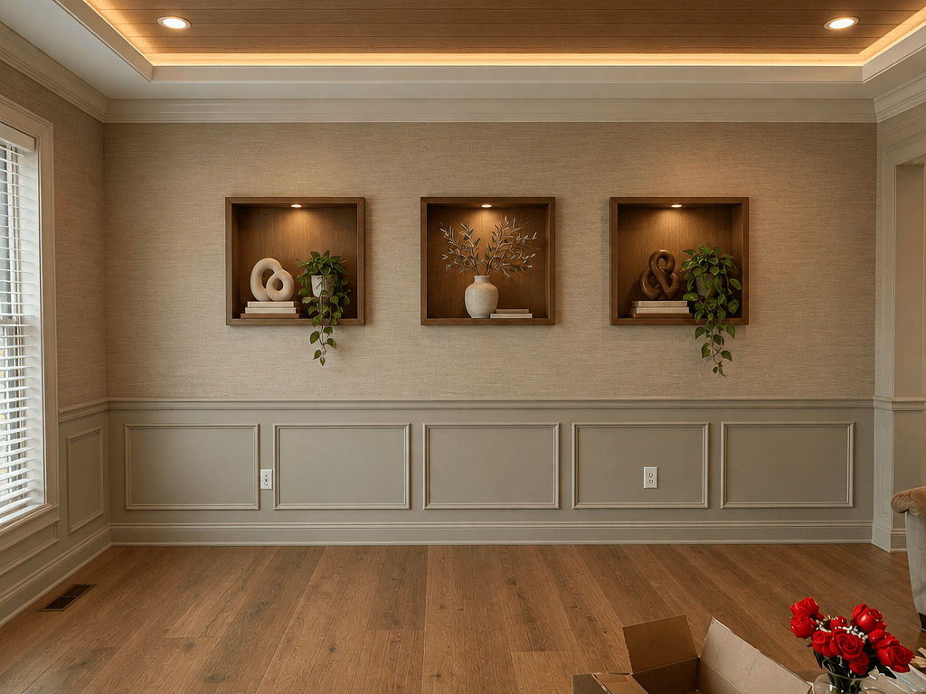 Mid-Century Modern Living Room design — interior photo by GenRoom AI