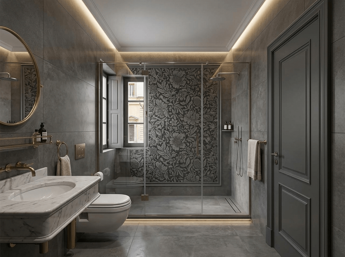 Bathroom interior in Neoclassic style — photo by GenRoom AI