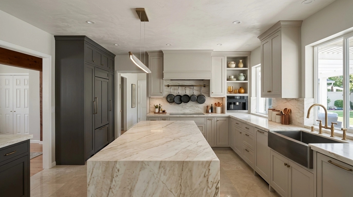Kitchen interior in Transitional style — photo by GenRoom AI