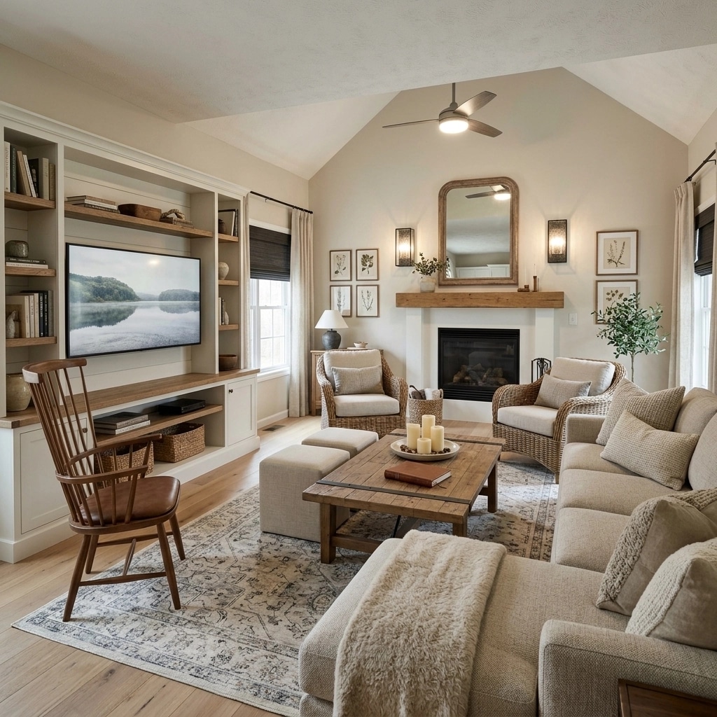 Modern Farmhouse Living Room design — interior photo by GenRoom AI