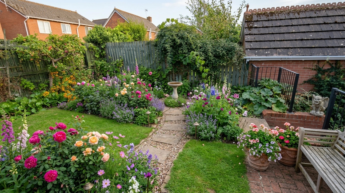 Landskapsdesign i stilen English Cottage Garden — Trädgård av GenRoom AI
