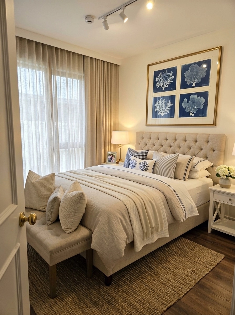 Interior design in Coastal / Hamptons style — Bedroom by GenRoom AI
