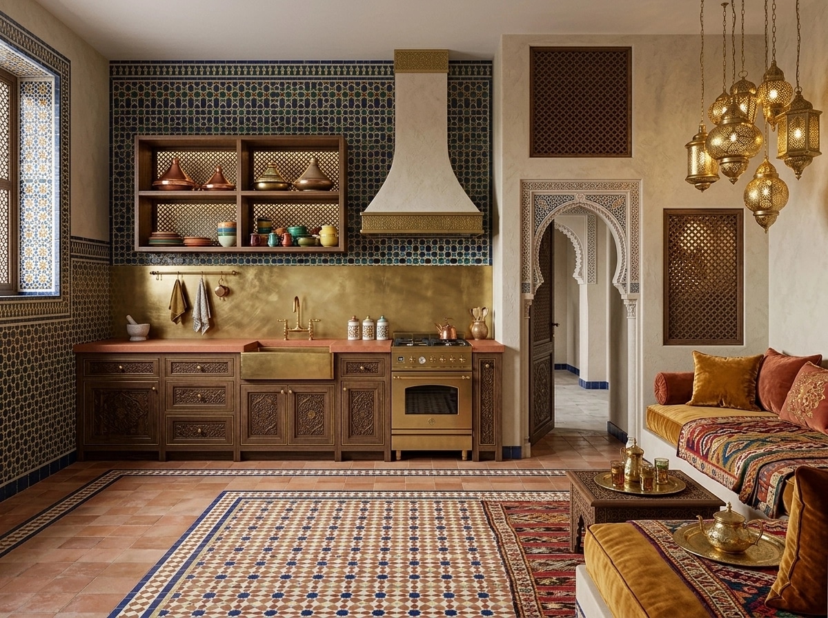 Kitchen interior in Arabian / Moroccan style — photo by GenRoom AI
