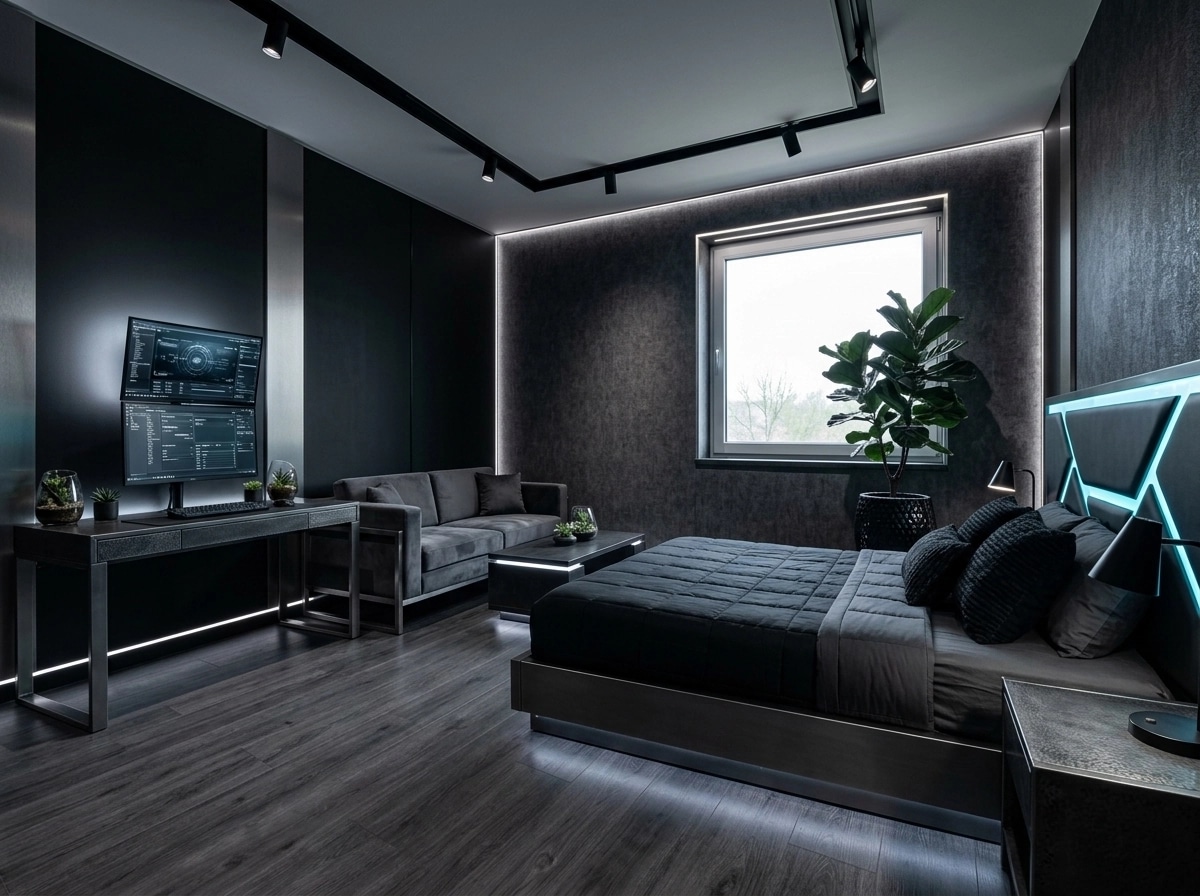 Interior design in Blacktec style — Bedroom by GenRoom AI