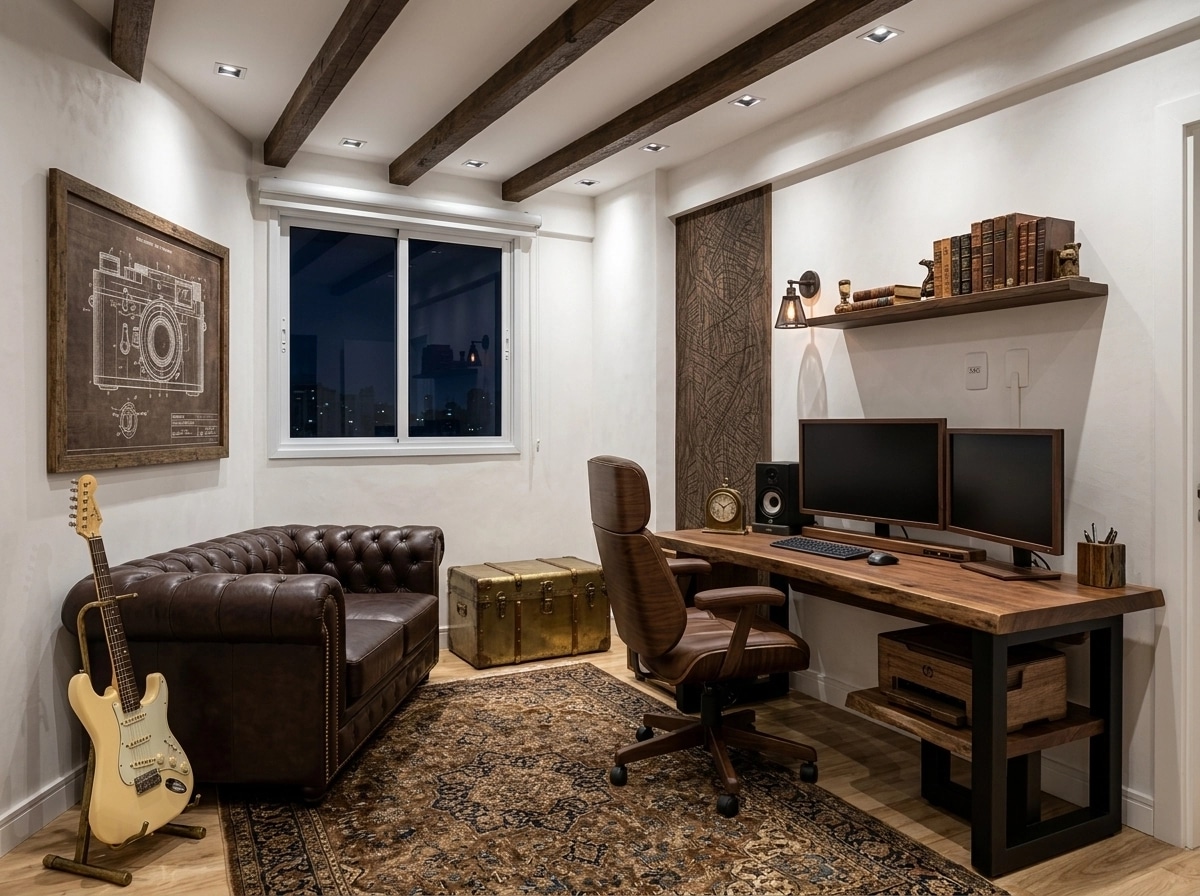 Office interior in Rustic style — photo by GenRoom AI