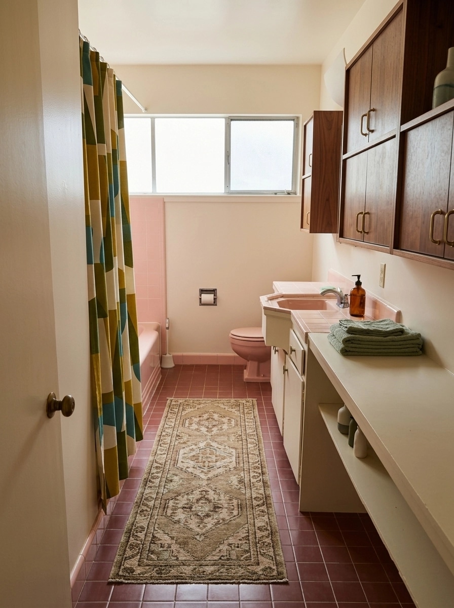 Bathroom interior in Mid-Century Modern style — photo by GenRoom AI