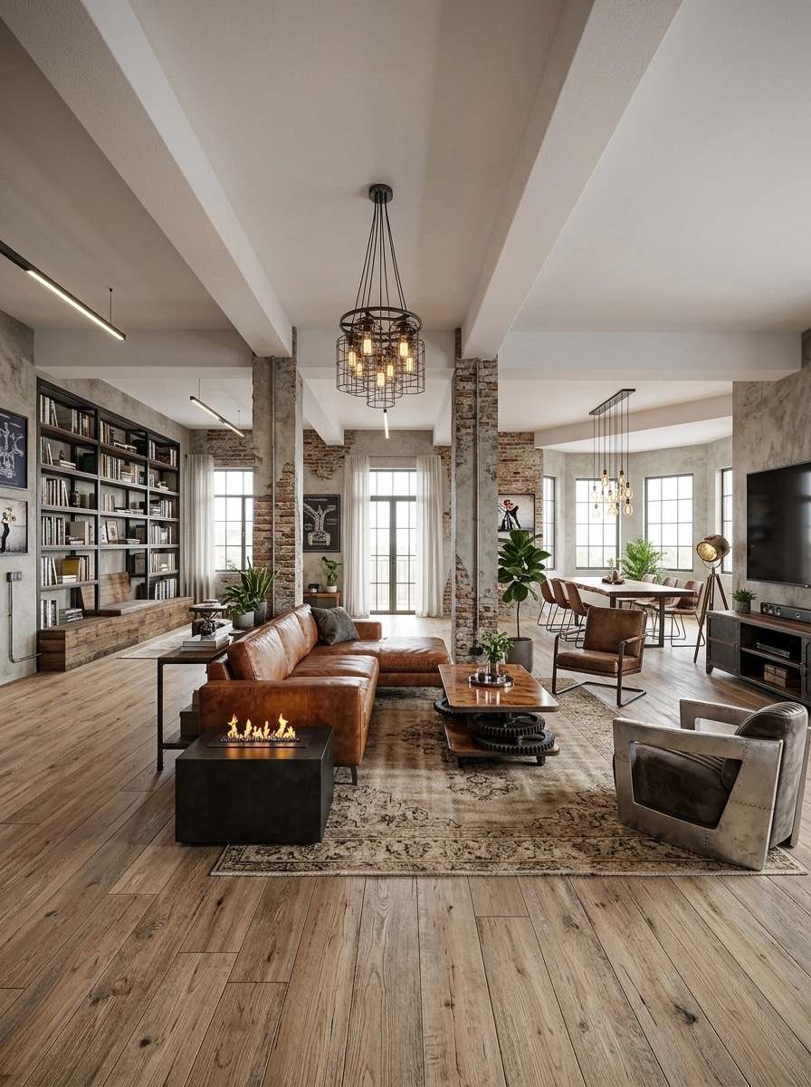 Interior design in Loft / Industrial style — Living Room by GenRoom AI