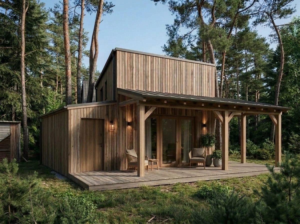 Facade design in Barnhouse Facade style — photo by GenRoom AI