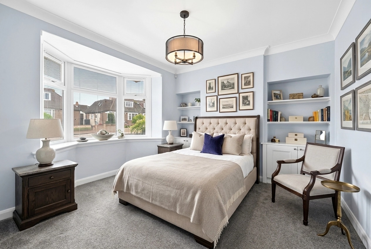 Transitional Bedroom design — interior photo by GenRoom AI